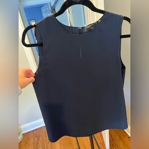 Theory Women's Navy Blue Silk Sleeveless Blouse Sz M